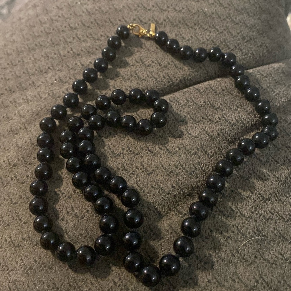 Vintage MONET Black Beaded Regency Hook Clasp Luxury Gifting Necklace